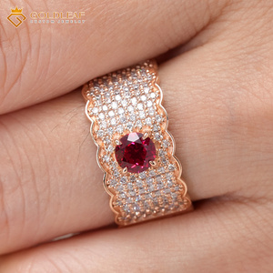 Bague en or 14/18 carats Goldleaf certifiée GRC avec rubis de laboratoire de 1 carat et diamants, idéale pour un cadeau d'anniversaire ou un usage quotidien - Product Image 4