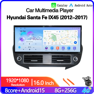 เครื่องเล่นมัลติมีเดีย256GB Android CAR RADIO 16นิ้ว DSP สำหรับ Hyundai Santa Fe IX45 2012-2017 | ระบบนำทาง GPS ในตัว Android <span class=keywords><strong>Auto</strong></span> - Product Image 2