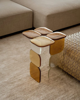 Table d'appoint Memphis en verre coloré, style patchwork géométrique, table d'appoint vintage en verre dégradé