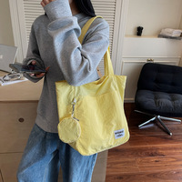 Tas Tote Wanita Sederhana Ringan Gaya Jepang Desain Unik Kanvas Tahan Lama Kapasitas Besar Tas Jinjing Selempang