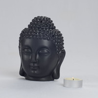 Brûleur d'aromathérapie en céramique fait main tête de Bouddha noir et blanc, porte-bougie à huiles essentielles, décoration d'intérieur Zen et bouddhiste