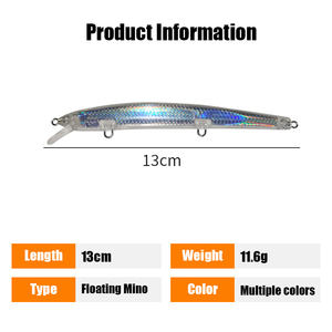 Leurre de pêche artificiel dur importé <span class=keywords><strong>Minnow</strong></span> 13cm/11.6g, leurre de suspension - Product Image 2