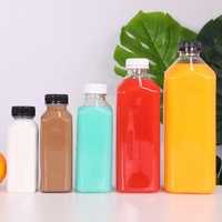 Bouteilles de jus et de lait avec bouchons inviolables, vides, en plastique transparent, impression d'écran, PET, qualité alimentaire, sans BPA, 16 oz avec noir