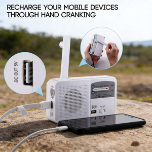 Radio Portátil Alecter APH-SR21 con Manivela y Energía Solar, Luz LED Integrada, Cargador de Emergencia para Teléfono - Product Image 5