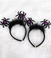Lot de 2 serre-têtes d'Halloween, serre-têtes en fourrure araignée et chauve-souris avec pattes articulées, accessoires de déguisement fantaisie pour enfants et adultes