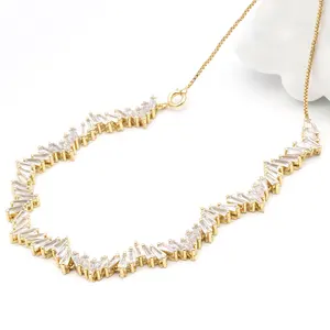 18K Gold Plated Jewelry Irregular Necklace Heteromorphic Zircon Chain Necklace Personalized Jewelry