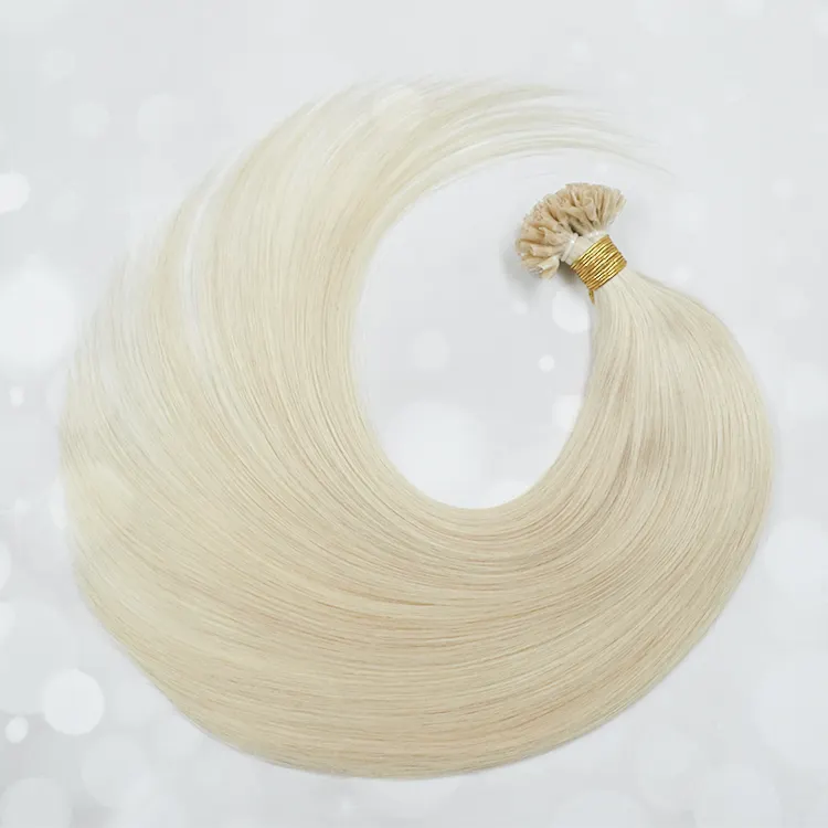 wholesale 12a grade russian human 100 keratin U tip hair extensions flat tip i tip blonde human hair extensions