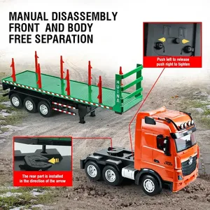 Camión Remolque RC Huina 2.4G 9CH, Camiones de Transporte de Madera con Control Remoto, Locomotora de Aleación, Vehículo Transportador de Madera, Juguetes, Regalos para Niños - Product Image 3