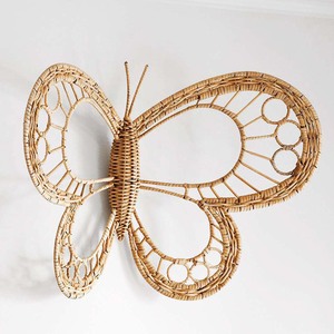 Nordic Style Rattan & Straw Butterfly Shaped <b>Wall</b> <b>Hanging</b> Decorations for Homestay Hotel Photography Props - Product Image 1