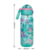 Bouteille d'eau pour enfants en Tritan écologique de 750 ml, avec bec souple à motif de dessin animé, couleur personnalisable, poignée ergonomique, pour usage extérieur