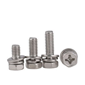 18-8 Stainless Steel Full Threadhex sems <strong>bolt</strong> with Washers &amp; <strong>Spring</strong> Washers Hex Head Design Plain Finish - Product Image 6