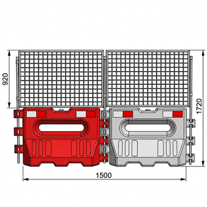 Barrière de sécurité en aluminium personnalisée, rouge, remplissable d'eau, en PE/aluminium, pour la sécurité routière, la gestion des foules lors de concerts - Product Image 1