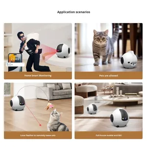 لعبة روبوت ذكية للقطط بالجملة، حيوان أليف كهربائي لمراقبة الحيوانات الأليفة، يعمل بالواي فاي، مصنوع من مادة ABS، نموذج كرة تسلية للقطط، كاميرا روبوتات للحيوانات الأليفة - Product Image 3