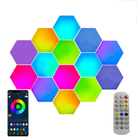 Lumière quantique RVB Led intelligente hexagonale modulaire télécommandée décoration créative Led veilleuse lumière de salle informatique