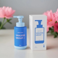 Bouteille en verre de lavage des mains de 350ml avec pompe à mousse fond rond boîte cadeau pliante personnalisée disponible bouteille à pompe colorée