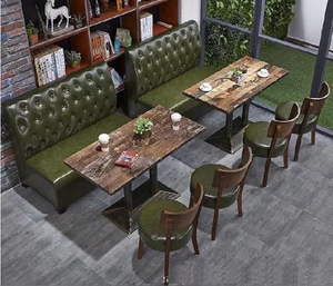 Tamaño personalizado al por mayor <span class=keywords><strong>restaurante</strong></span> sillas y mesas de madera conjuntos de uso comercial cabina de asientos muebles de comida rápida - Product Image 5