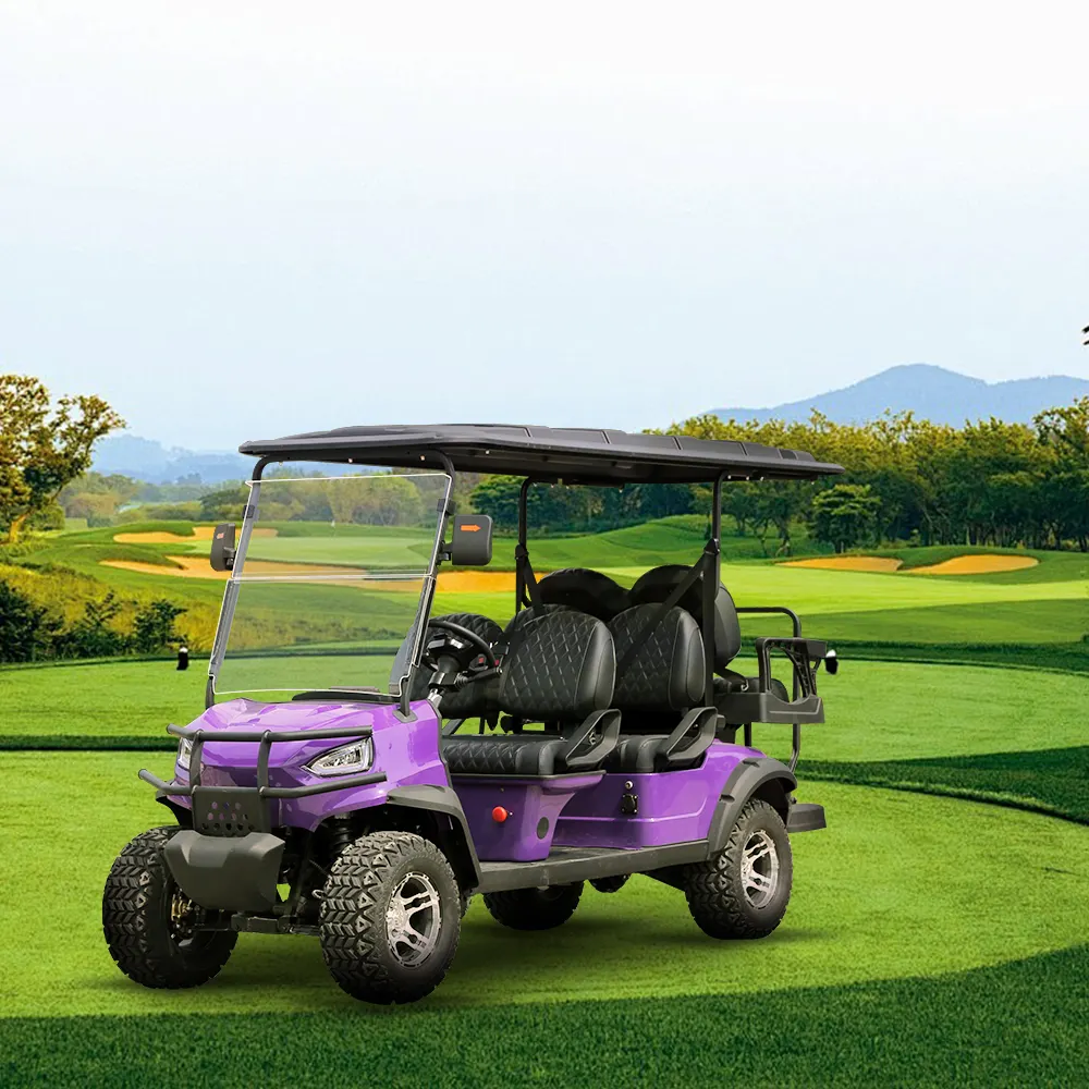 4 kişilik katlanır 72v lityum pil elektrikli Golf arabası engebeli arazi 2 + 2 koltuk kapalı yol Golf arabası