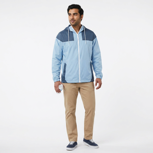 Chaqueta Cortavientos Impermeable para Hombre, de Última Tendencia, con Capucha, Hecha a Medida, Ligera, de Manga Larga, con Colores en Contraste - Product Image 1