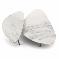 Table basse en marbre blanc Statuario - Prix |   Tables gigognes modernes de luxe en forme de galet pour la décoration du salon de villa
