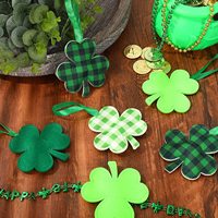 Guirlande de décoration transfrontalière en feutre polyester à motif à carreaux et trèfle, pour le Carnaval de la Saint-Patrick et les fêtes