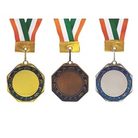 Médaille en métal personnalisable (or, argent, cuivre, cristal) pour compétition sportive, avec ruban, taille et logo personnalisables, finition polie