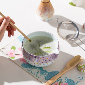 Nouvel ensemble d'outils en porcelaine japonaise de 8 pièces pour matcha, avec bol à matcha dégradé résistant à la chaleur, <span class=keywords><strong>pot</strong></span> à matcha et boîte cadeau - Product Image 3
