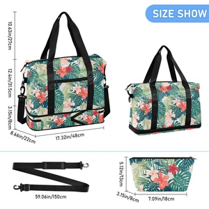 Aloha Hawaiian Lifestyle Custom Tropical Flower Design Travel Foldable Bags Lightweight Large Sport Duffel Bag With Makeup Pouch - Product Image 2