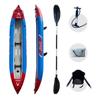 Kayak gonflable de pêche biplace Solar Marine, option surf, avec pagaies en aluminium, pompe et plancher gonflable.