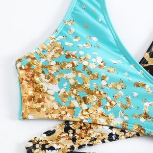 Venta al por mayor del fabricante: Nuevo bikini sexy de dos piezas con estampado de leopardo, traje de baño de playa con diseño cruzado frontal y cintura alta para mujer. - Product Image 4