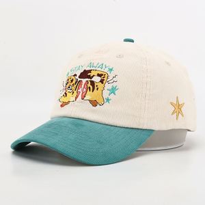 Gorras de Béisbol Deportivas Personalizadas al por Mayor de 6 Paneles, Gorras de Pana Lisas con Logotipo Bordado, Gorras Curvas de Dos Tonos para Hombre y Mujer - Product Image 2