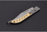Couteau de poche OEM de haute qualité avec manche en bois et lame en acier Damas, couteau de chasse pliant artisanal en acier Damas non pliable
