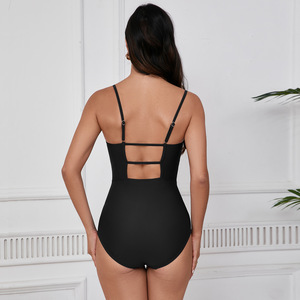 Traje de Baño Deportivo de Una Pieza para Mujer, Diseño de Espalda en I, Cintura Alta, Color Sólido, Impermeable, Spandex/Poliéster, Ropa de Playa, Nuevo 2025 - Product Image 3