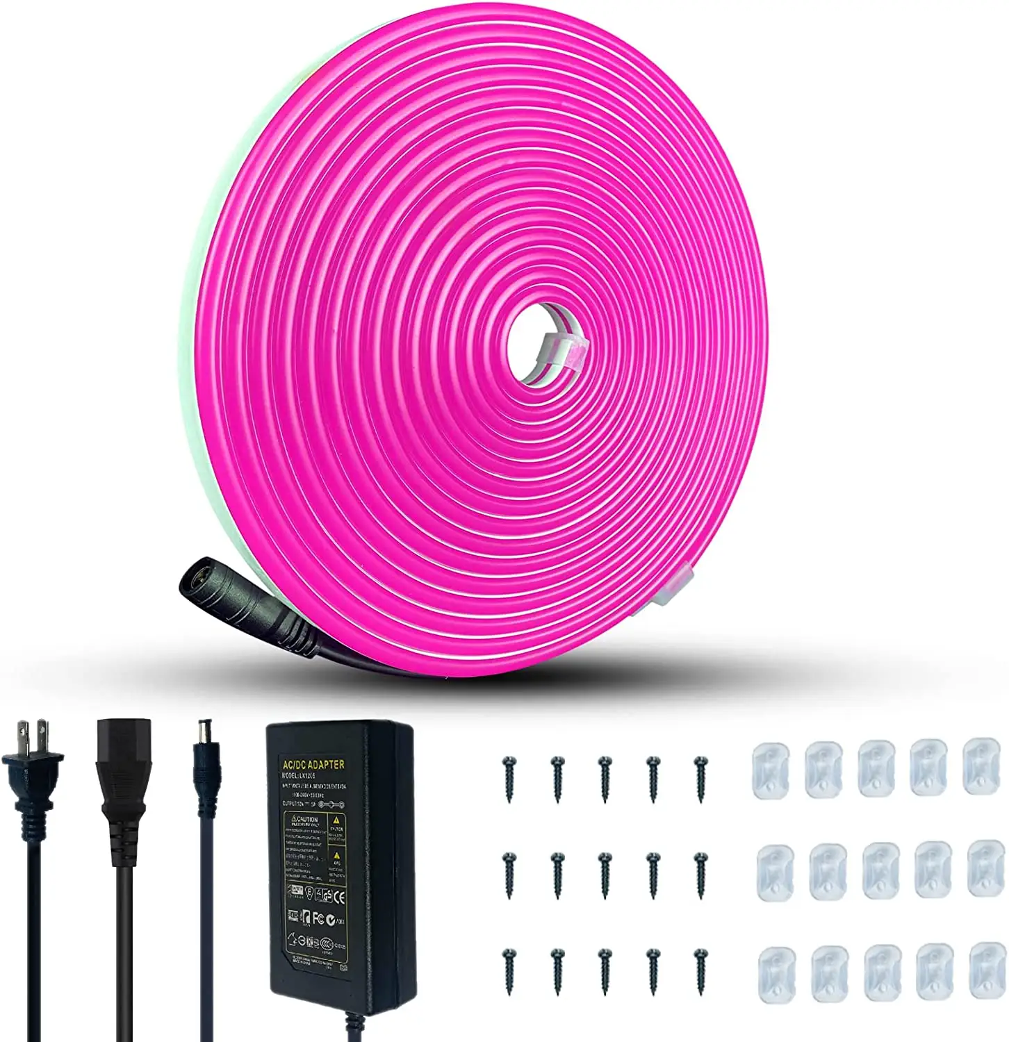 Lampu LED Neon Flex Strip | DC12V 16.5ft Tali Cahaya Fleksibel Tahan Air dengan Konektor DC Set Lengkap Smart Led