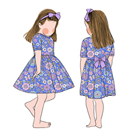 Robe d'été pour filles Little Glow Kids, imprimé floral, nœud mignon, manches courtes, en fibre de protéines de lait, pour enfants