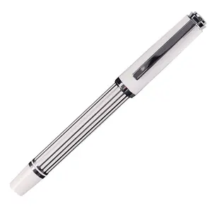 High End Lacquer Ballpoint Pen polished Novelty Design White Strip Line Metal Fountain Pen Nice