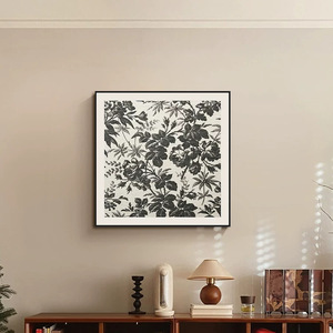 Retro Floral Wall Art Oil Canvas Painting <b>With</b> Checkerboard <b>Frame</b> For Living Room Bedroom Decor - Product Image 4