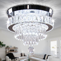 Lustre LED en cristal circulaire à double couche à intensité variable, éclairage LED de luxe pour salon, chambre à coucher