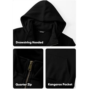 FOXA <b>Mens</b> Cotton Hoodie Quarter Zip <b>Pullover</b> Sweatshirt Regular Sleeve French Terry Material - Product Image 6