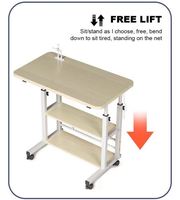 Bureau d'ordinateur pliable réglable en hauteur, petit bureau portable pour ordinateur portable à placer près du lit, avec roulettes et étagère