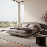 Cadre de lit flottant en cuir au design moderne, taille King, avec éclairage LED intégré, luxe nuage de cils