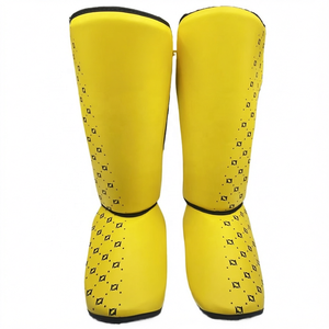 Protège-tibias jaunes pour le kickboxing, protection des chevilles pour l'entraînement de Muay Thai et de MMA - Product Image 1