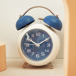 <span class=keywords><strong>Réveil</strong></span> simple de style coréen, mouvement silencieux, cadran haute définition, cloche métallique, veilleuse douce, horloge analogique - Product Image 1