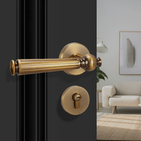 Poignée de porte silencieuse à levier fendu, design européen noir mat, en aluminium/zinc/cuivre pour portes en bois, usage hôtelier/cuisine