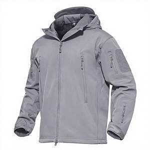 Chaqueta Softshell con Capucha para Hombre, Impermeable, Cortavientos, Forrada de Forro Polar, Chaqueta Táctica para Trabajo al Aire Libre, Color Oliva, 6 Bolsillos - Product Image 1