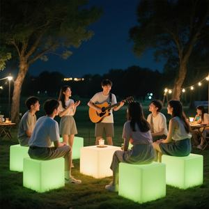 Sgabello Cubo LED Colorato da 30CM, Illuminato, Moderno, in Plastica, per Esterni, Hookah, Feste, <span class=keywords><strong>E</strong></span> Smart Live ES-C2594 per Casa <span class=keywords><strong>e</strong></span> Bar - Product Image 2