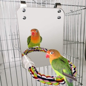 Parrot mirror play stand, used for hanging bird cages, parrot toys, comes with cotton rope, a toy that attracts birds - Product Image 5