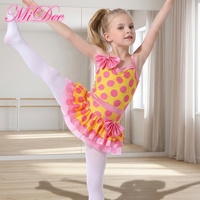 Vestido de Baile Jazz con Estampado de Lunares MiDee para Niñas, con Camisola, Detalles de Lazos y Falda Tutú para Actuaciones en Escenario