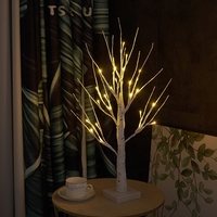 X 24 LED à piles Mini bouleau arbre lumières 60cm hauteur décoration de noël pour la maison paysage lumineux arbre de noël