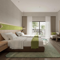 Meubles de chambre d'hôtel cinq étoiles modernes en panneaux de bois massif, écologiques, durables, personnalisables, vente directe d'usine, usage commercial, garantie 5 ans