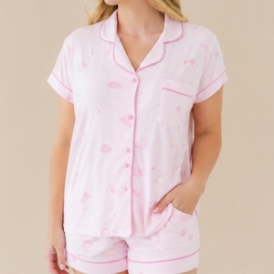 Ensemble de pyjama imprimé à taille élastique pour femme, respirant, décontracté, pour l'été, doux, personnalisé, grandes tailles, <span class=keywords><strong>lingerie</strong></span> - Product Image 3
